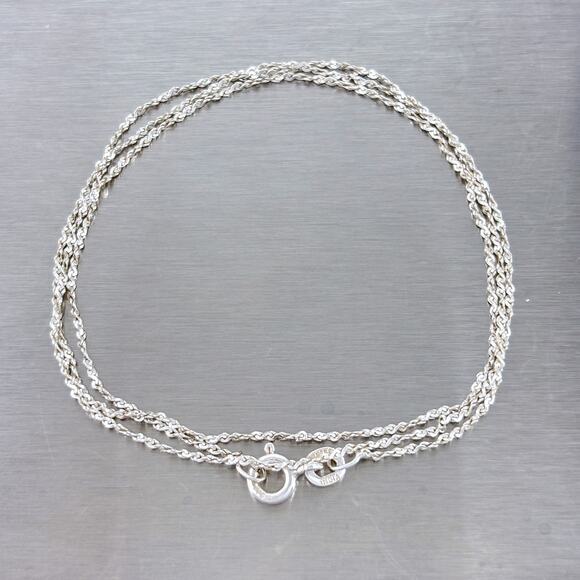 Vintage IBB India Sterling Silver 925 Tinsel Chain Necklace 19.75" - Picture 2 of 4